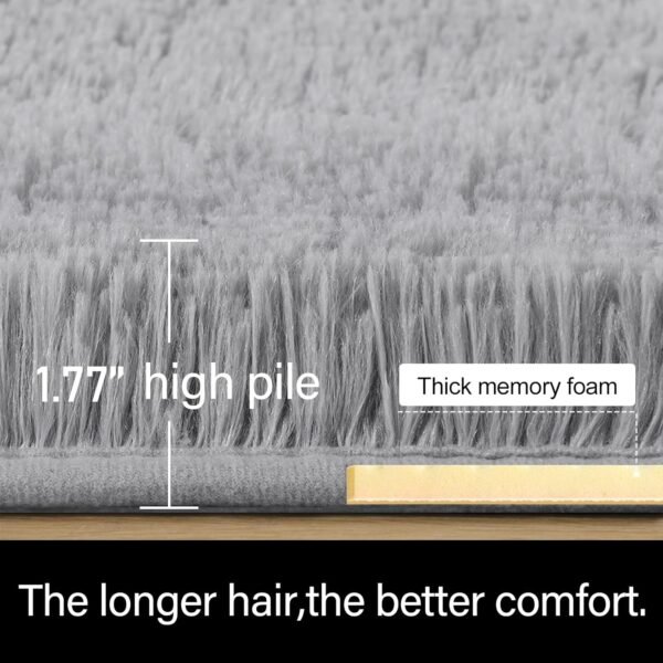 Ultra Soft Indoor Modern Area Rugs Fluffy Living Room Carpets for Children Bedroom Home Decor Nursery Rug 4x5.3 Feet, Gray - Image 2