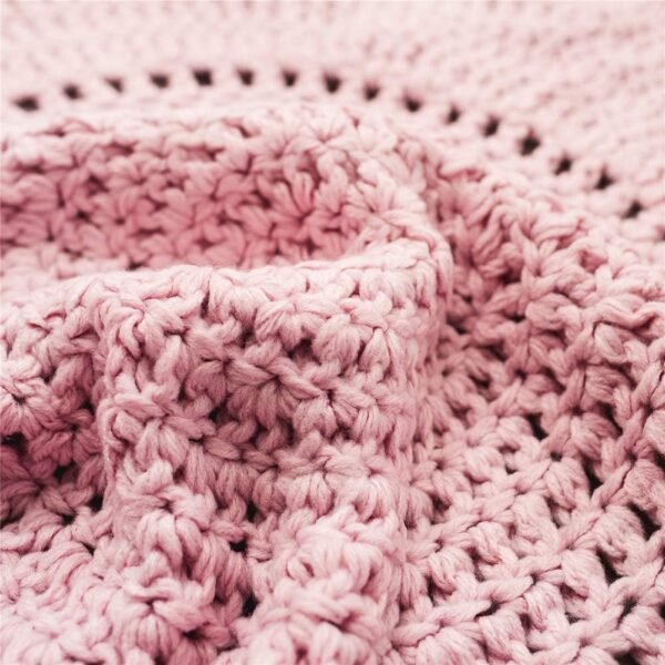Round Crochet Area Rugs Soft Handmade Knit Solid Play Mat Kids' Room Decorate Carpets Diameter 31" Light Pink - Image 2
