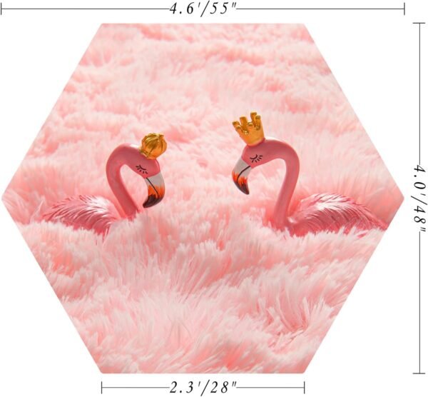 Pink Hexagon Rug for Princess Tent, Fluffy Area Rug for Kids Room, 4x4.6 Feet for Girls Tent, Furry Soft Nursery Rug, Fuzzy Plush Carpet for Teen Girls Bedroom - Image 2