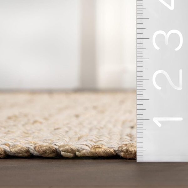 4x6  Jute & Cotton Hand Woven Area Rug, Natural, Solid Rustic Farmhouse Style, Weaved Design, Natural Fiber, For Bedroom, Living Room, Dining Room, Hallway, Office, Entryway - Image 2