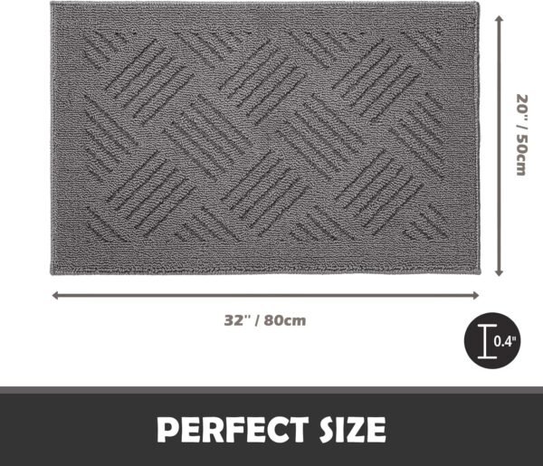 Door Mat Indoor Doormat,Front Back Door Mats Non Slip Entrance Rugs Rubber Backing,Inside Doormats for Entryway Low-Profile, Absorbent Resist Dirt Floor Mats Washable,20"x32"Grey - Image 2