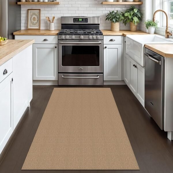 Boho Rugs for Entryway 3x5 ft Washable Area Rug Non Slip Rubber Backed Entry Rug Woven Indoor Door Mat Cotton Kitchen Rugs Floor Carpet for Entryway, Foyer, Backdoor, Tan/Orange/Brown - Image 2