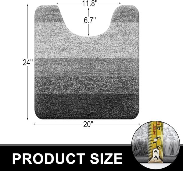 Bathroom Rug Set 2 Piece, Soft Absorbent Microfiber Bath Mats and U-Shaped Contour Toilet Rug, Non-Slip, Machine Wash Dry, Plush gy Bath Mats for Bathroom (24"x16"+24"x20", Grey) - Image 2