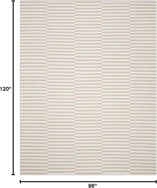 Collection Area Rug - 8' x 10', Ivory & Light Grey, Handmade Stripe Cotton, Ideal for High Traffic Areas in Living Room, Bedroom - Image 2