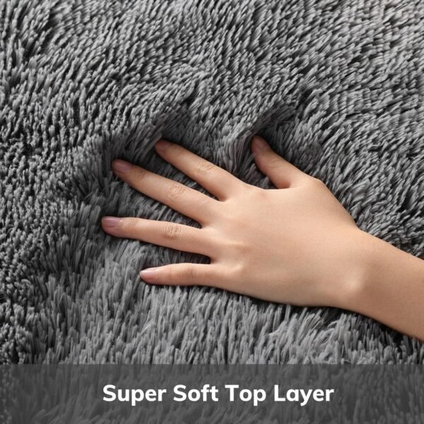 Area Rugs 9x12 Living Room, Large Grey Bedroom Carpet, Big Shag Indoor Thick Soft Nursery Rug, Gray Fluffy Carpets for Boy and Girls Room Dorm Home Decor Aesthetic - Image 2