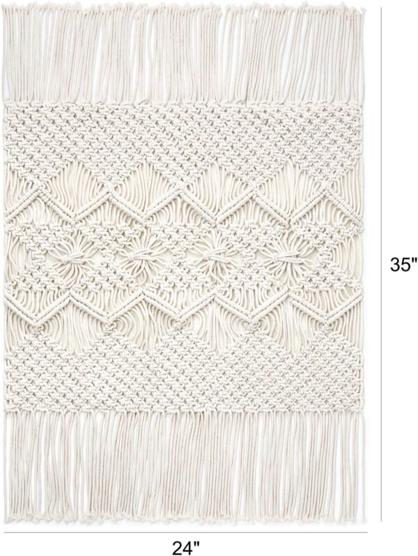 Macrame Rug Boho Area Rugs Cotton Woven Small Carpets with Tassels for Bedroom Living Room Bathroom Entryway Nursery Home Decor, 35" L x 24" W - Image 2