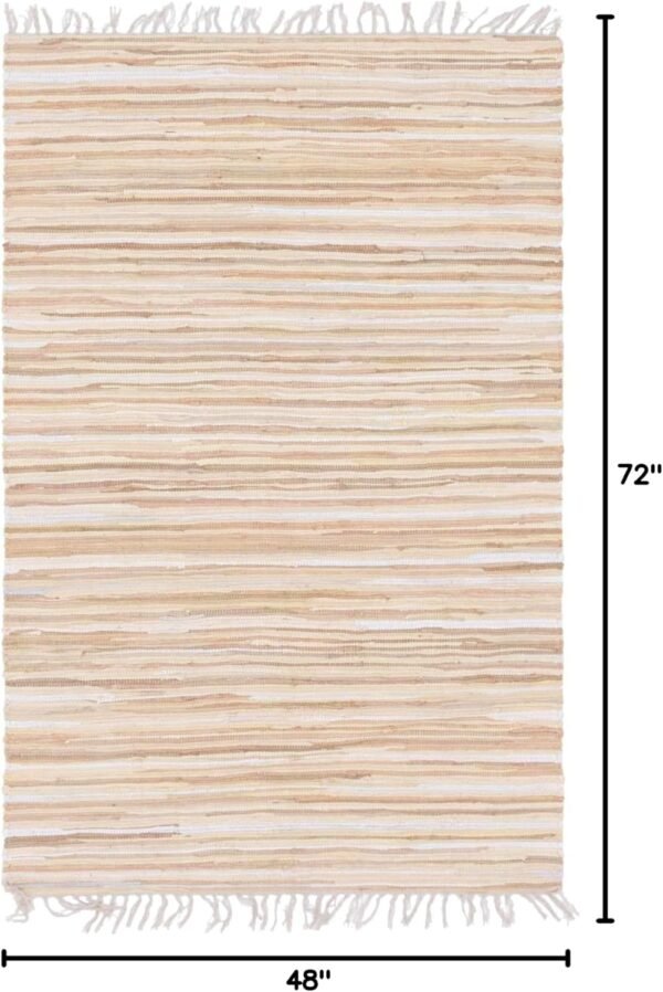 Soft Hand Woven Natural Fiber Striped Area Rug, 4 ft x 6 ft, Beige/Ivory - Image 2