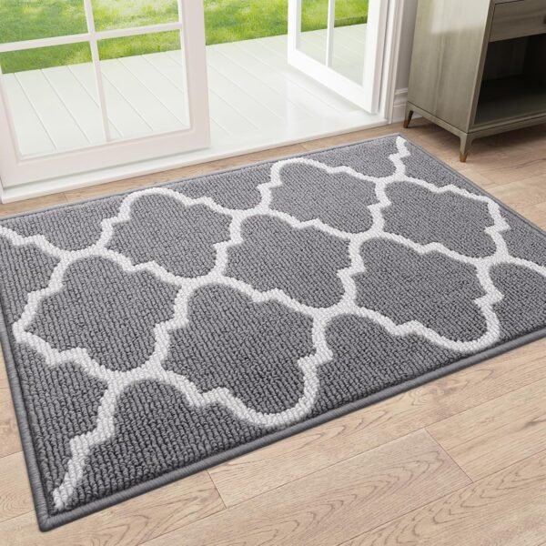 Indoor Door Mat, 32x20, Non-Slip Absorbent Resist Dirt Entrance Mat, Washable Low-Profile Inside Floor Mat Doormats for Entryway, Grey