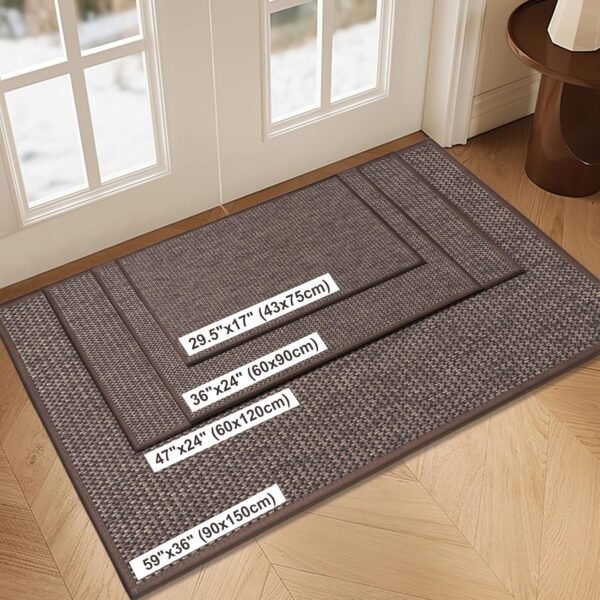 Door Mat 24"x36", Non Slip Door Mat Indoor Entrance, Rubber Backing Front Indoor Door mat Washable Absorbent Low-Profile Entryway Entry Resist Dirt Inside Door Mats, Brown - Image 2