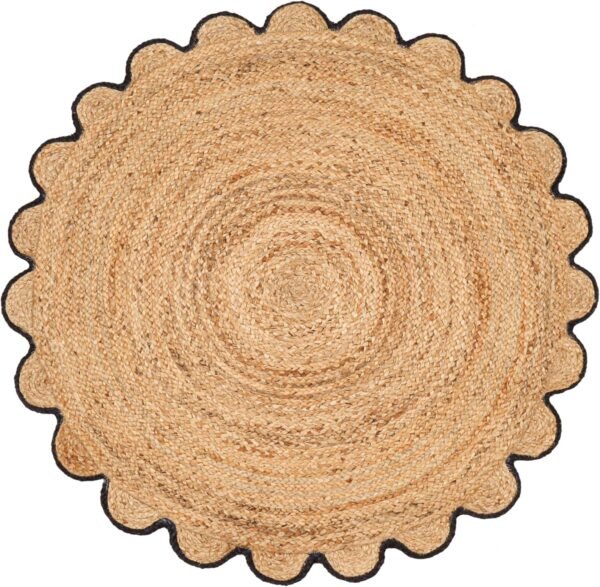 Hand Woven Braided Jute Rug - 4' Round - Reversible Farmhouse Dining Room Rug, Living Room, Bedroom, Kitchen - l Decorative Floor Circle Boho Entry Area Rugs - 4 Foot Round Rug