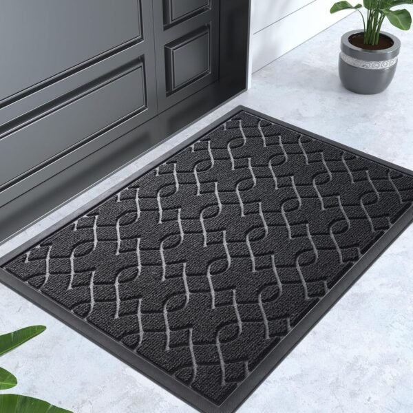 Outdoor Mats for Front Door, All-Season Waterproof Door Mat Outside Entrance, All Weather Non-Slip Doormat, Stain and Fade Resistant, Easy Clean Patio Porch Indoor Entryway Mat, 29.5x17, Black