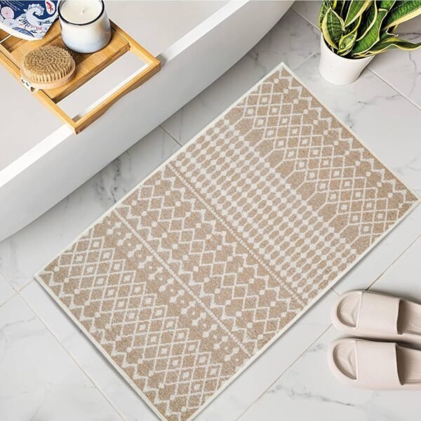 Rug Area Rugs Cotton Handwoven for Livingroom Bedroom Washable RagRug Non-Slip Farmhouse Kitchen RunnerRug Carpet Indoor Area Runner Mat for Hallway, Entryway|Beige - Image 2