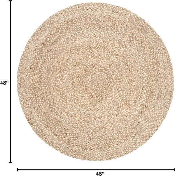 Round  4' Round Ivory  Handmade Boho Charm Braided Jute Area Rug - Image 2