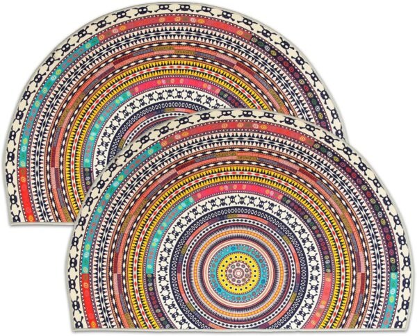 2 Pcs Half Round Home Welcome Door Mat,24''X36'' Indoor Welcome Doormat Outdoor Carpet Entrance Rug Living Room Bedroom Entrance Mat (24''X36'', 2)