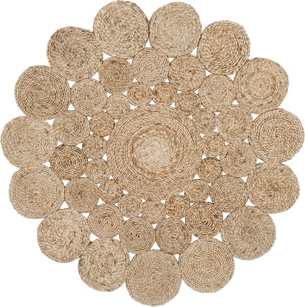 Area Rug - 3' Round, l, Handmade Boho Charm Farmhouse Jute, Ideal for High Traffic Areas in Living Room, Bedroom - Image 2